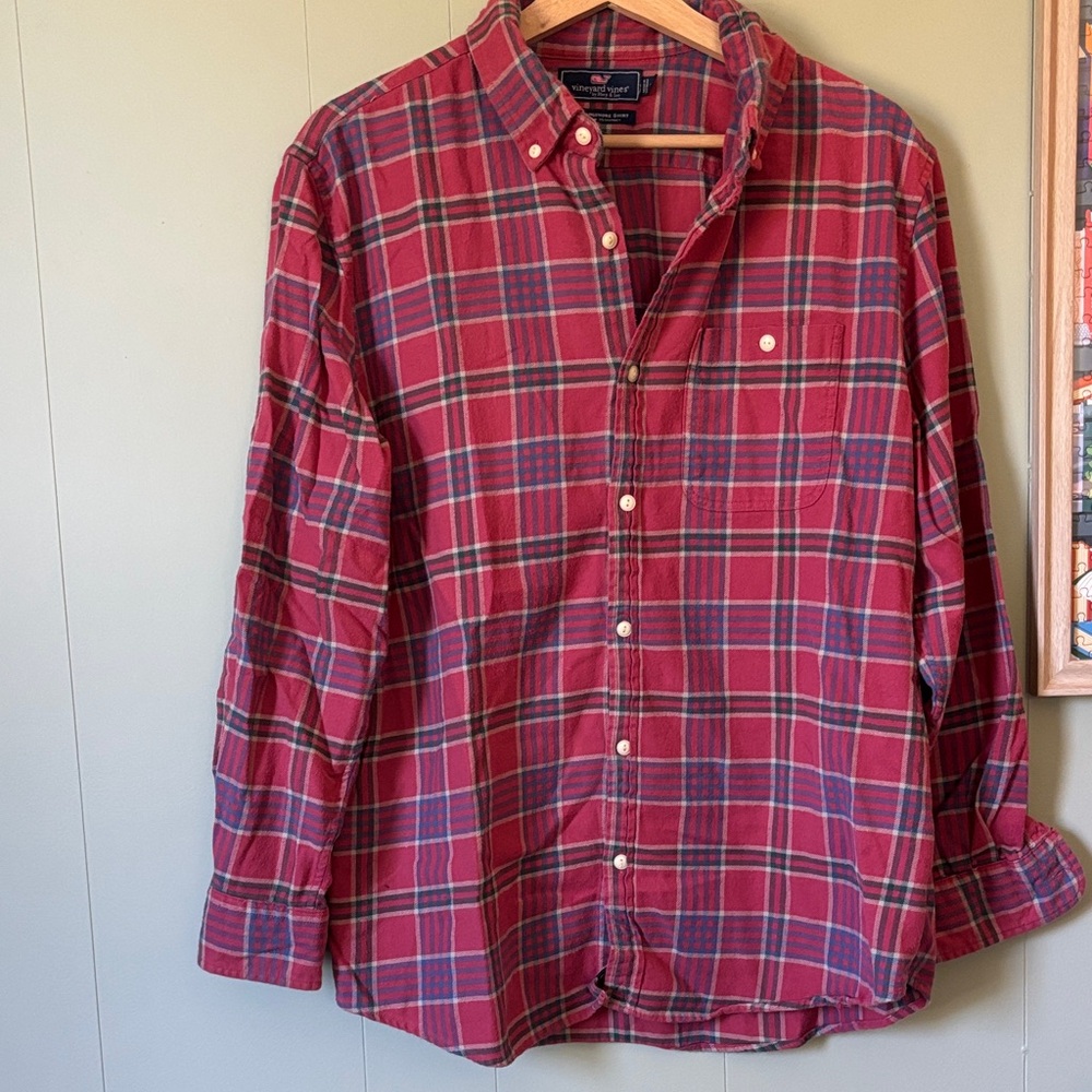 Vineyard Vines Red and Blue Plaid Shirt